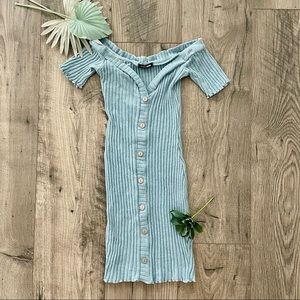 Fashion Nova Off Shoulder Faux Button Dress